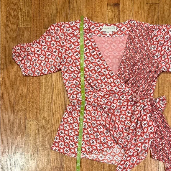 Sachin-Babi Elegant Red Wrap Top Size 8 - Picture 15 of 16